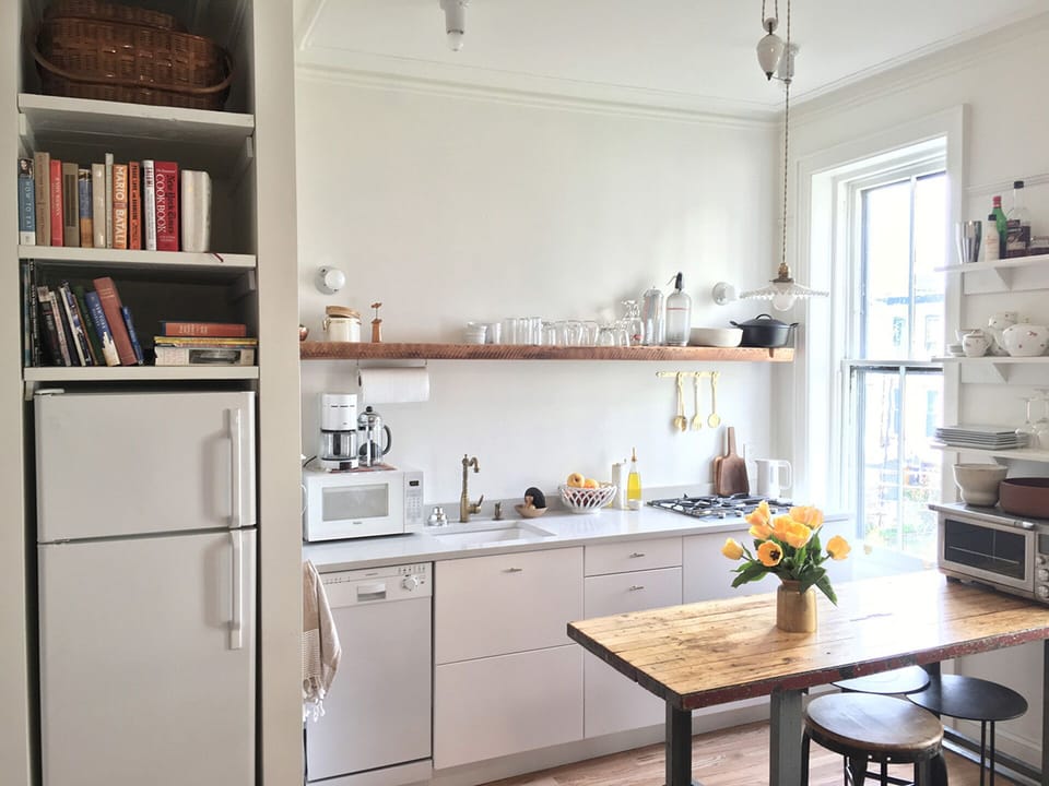 Modern kitchen fully stocked with all you need to cook at home. 