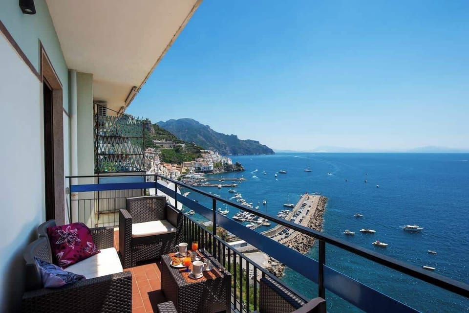 View of the Amalfi port from our balcony.