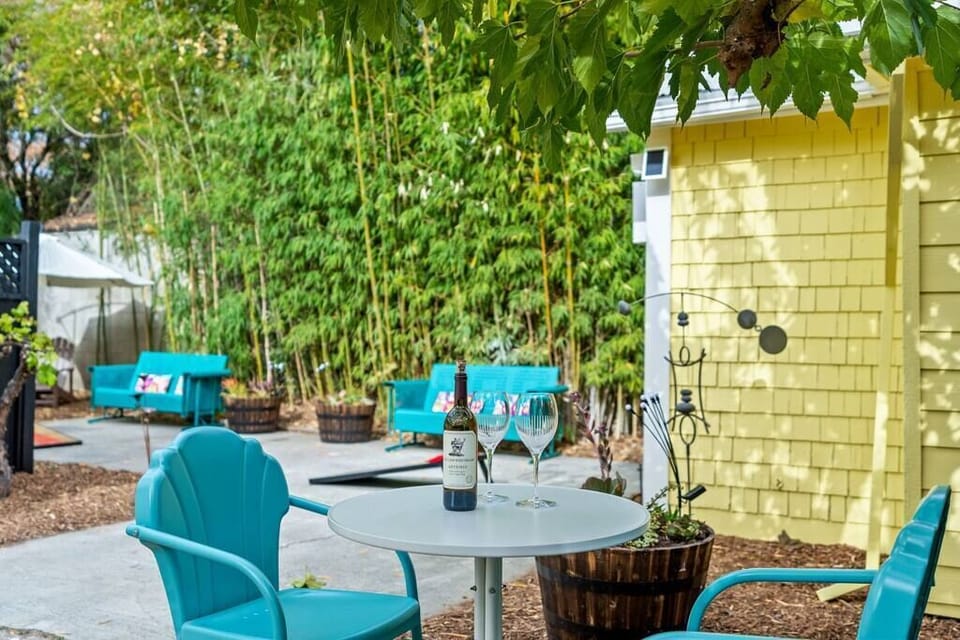 Check out Pegasus Park! The shared outdoor space with games, gliders, and shaded adirondack chairs!