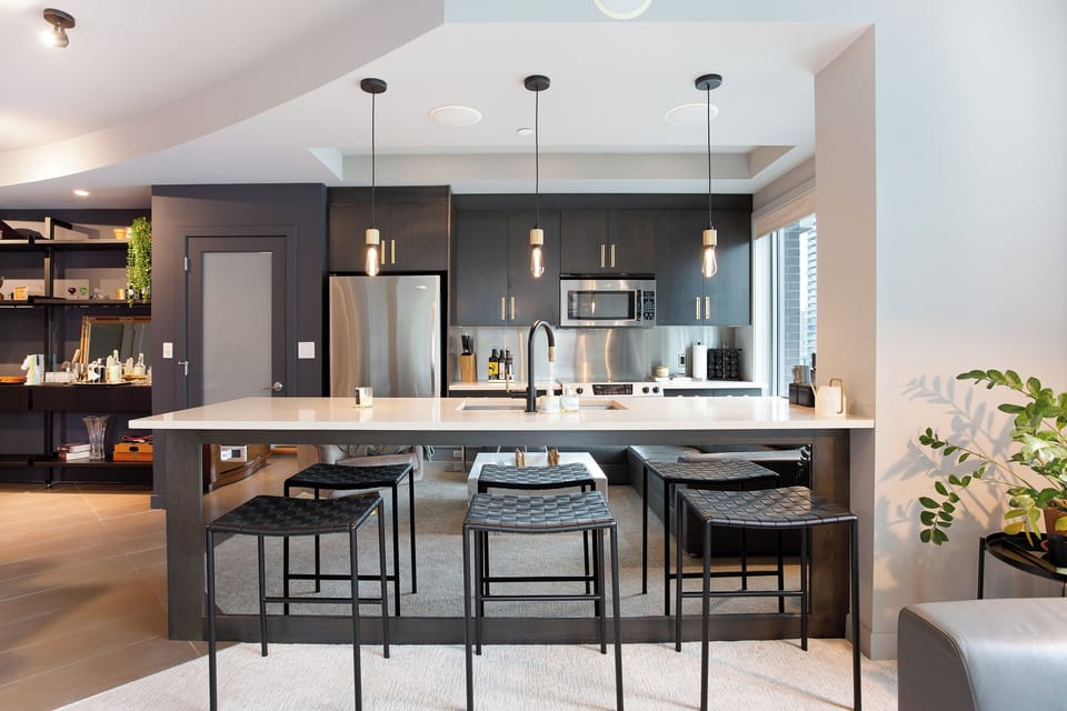 XL Kitchen Island w/ Seating for 3, Adjustable Lighting, Decor & DT Views!