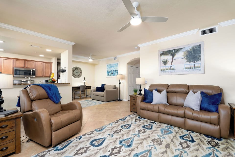 Living Room, Den, Kitchen with nice open layout and all with those views.  