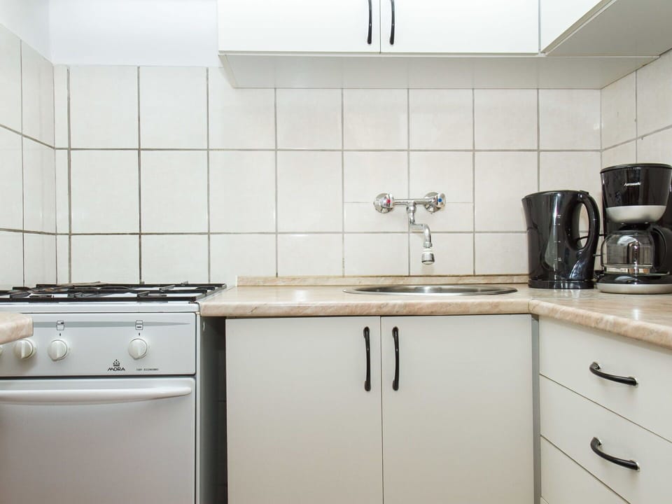 Cabinetry, Kitchen Sink, Sink, Countertop, Tap, Plumbing Fixture, Kitchen, Kitchen Stove, Building, Interior Design