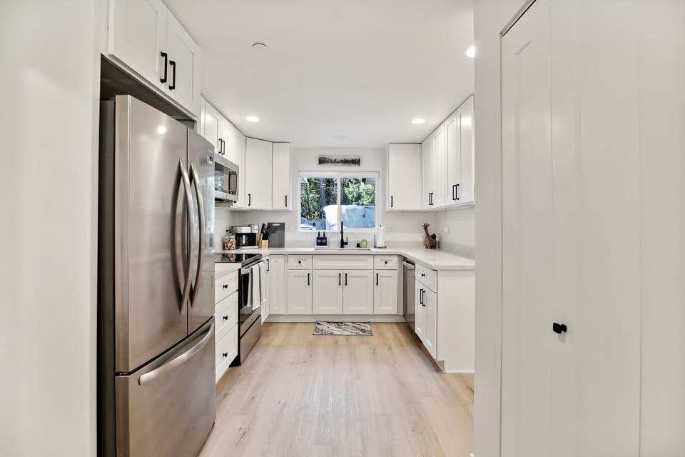 The spacious new kitchen is a dream to cook in!