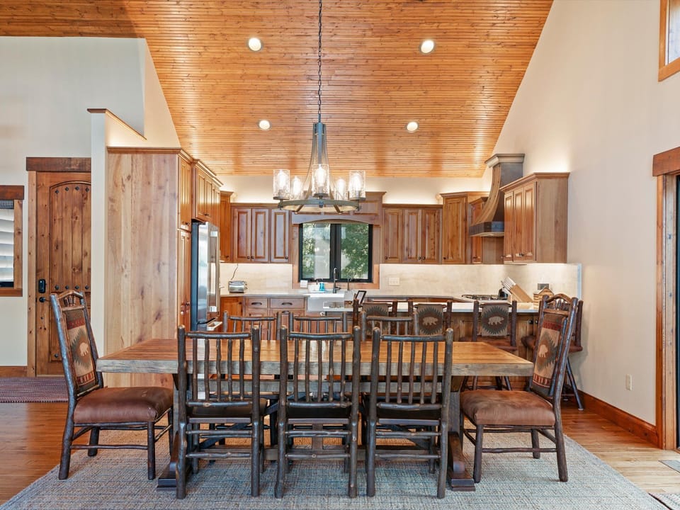 Dining room and kitchen.