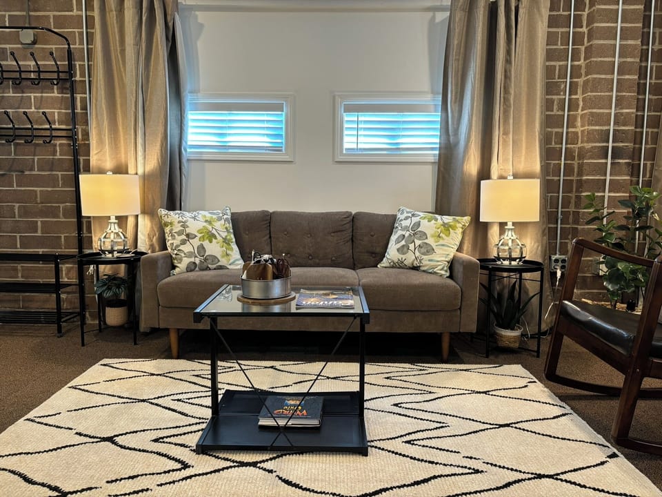 Watch TV or play games from the comfy couch or rocker chair.