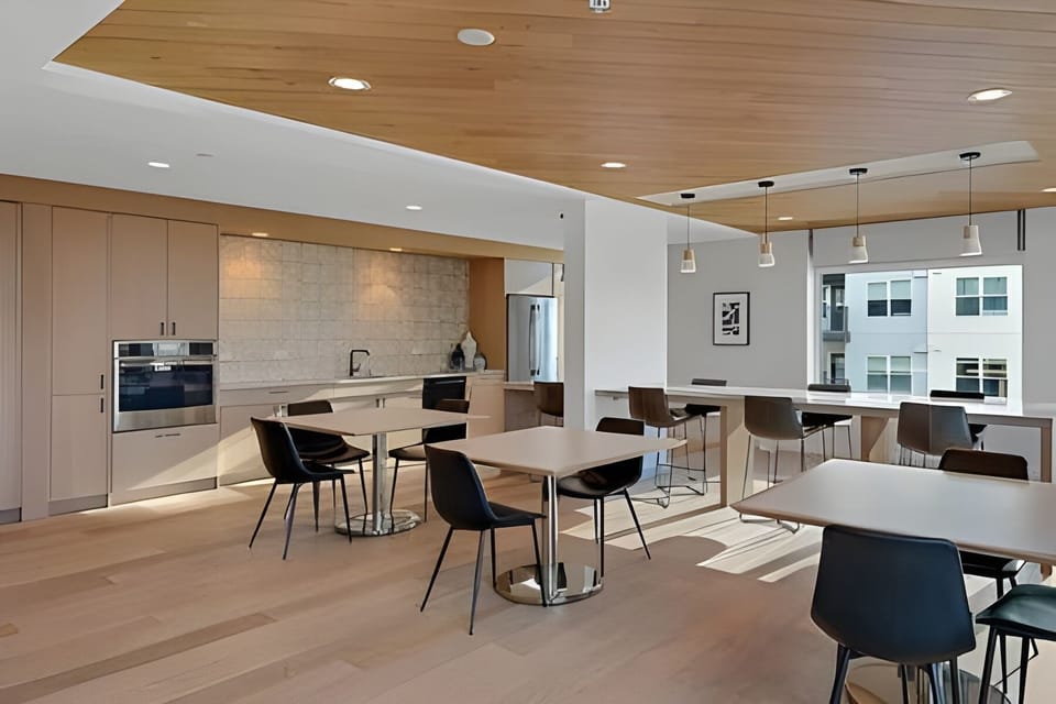 Community kitchen and dining area