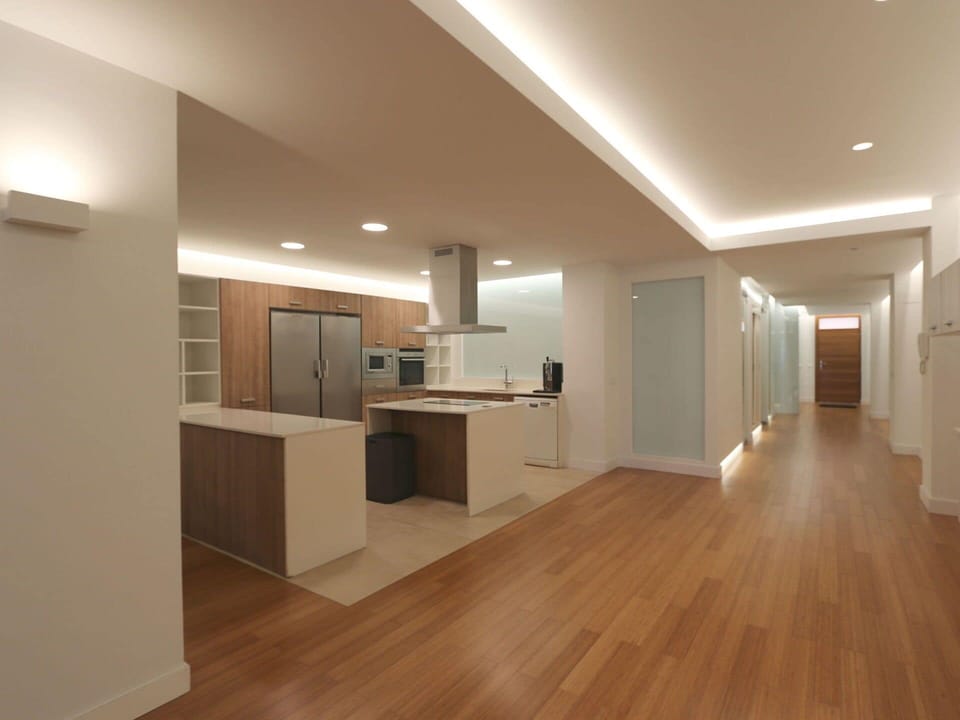 Hall, Building, Lighting, Wood, Interior Design, Table, Flooring, Beige, Floor
