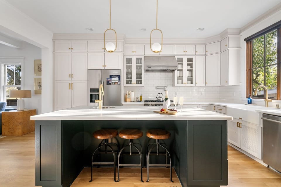 Fully Stocked Kitchen with Bar Seating