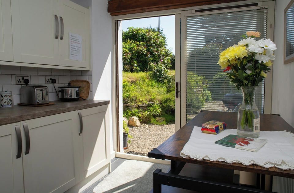 Kitchen with doors leading to the garden