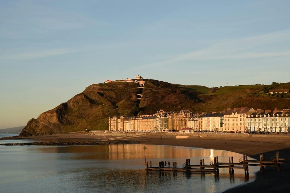 Aberystwyth beach, seafront properties and Constitution Hill