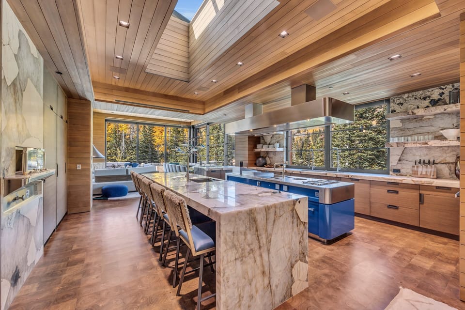 Modern Kitchen With Ample Dining Space.
