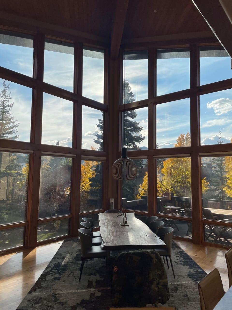 Floor-to-ceiling window view from the dining area.