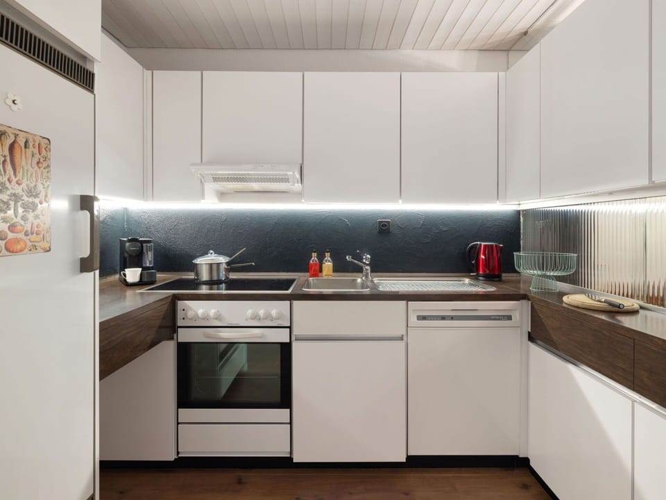 Kitchen, Kitchen Appliance, Countertop, Major Appliance, Kitchen Stove, Interior Design, Wood, Home Appliance, Cabinetry, Flooring