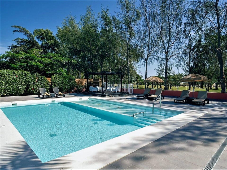 Water, Sky, Swimming Pool, Azure, Shade, Building, Tree, Rectangle, Plant, Leisure