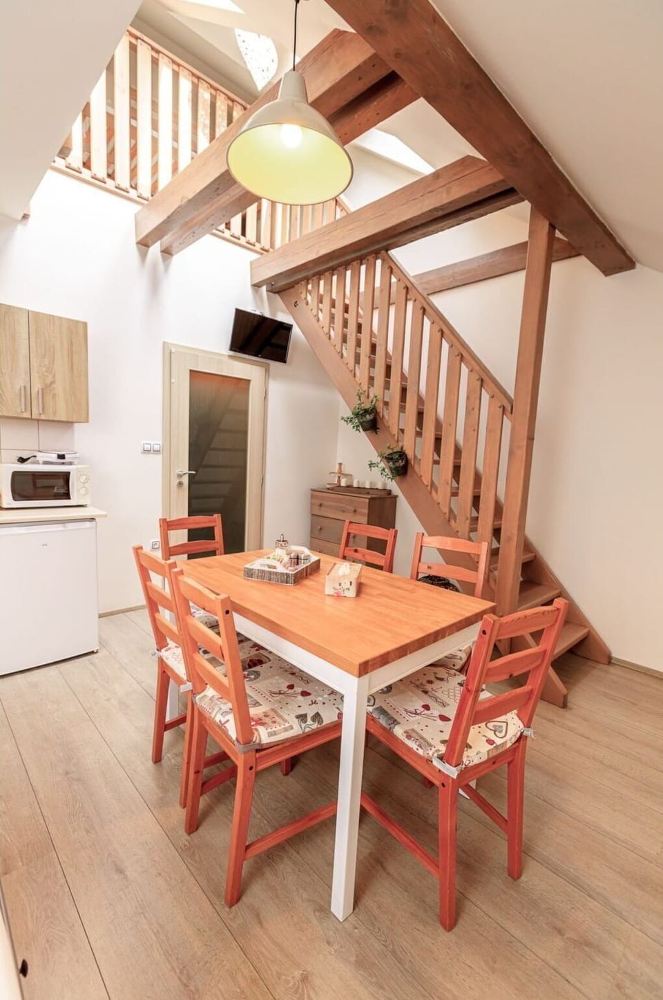 Furniture, Table, Wood, Lighting, Interior Design, Kitchen & Dining Room Table, Chair, Wood Stain, Building, Flooring