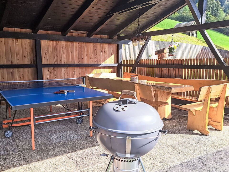 Table, Furniture, Property, Sports Equipment, Building, Wood, Outdoor Furniture, Floor, Outdoor Table, Flooring