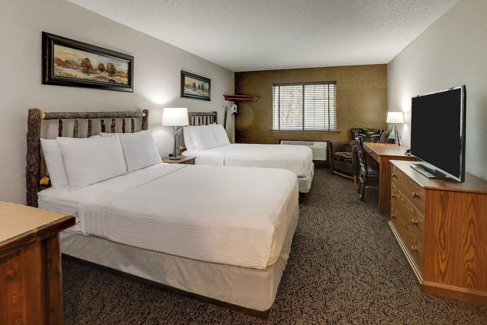 Settle into a roomy two-queen layout for everyone’s comfort.