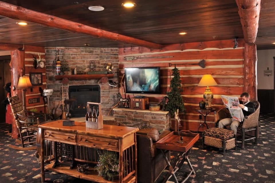 Settle in by the fireplace for a cozy evening wind-down.