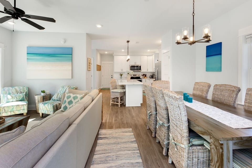 The open-concept floor plan offers a bright and airy retreat for the whole family during your stay!