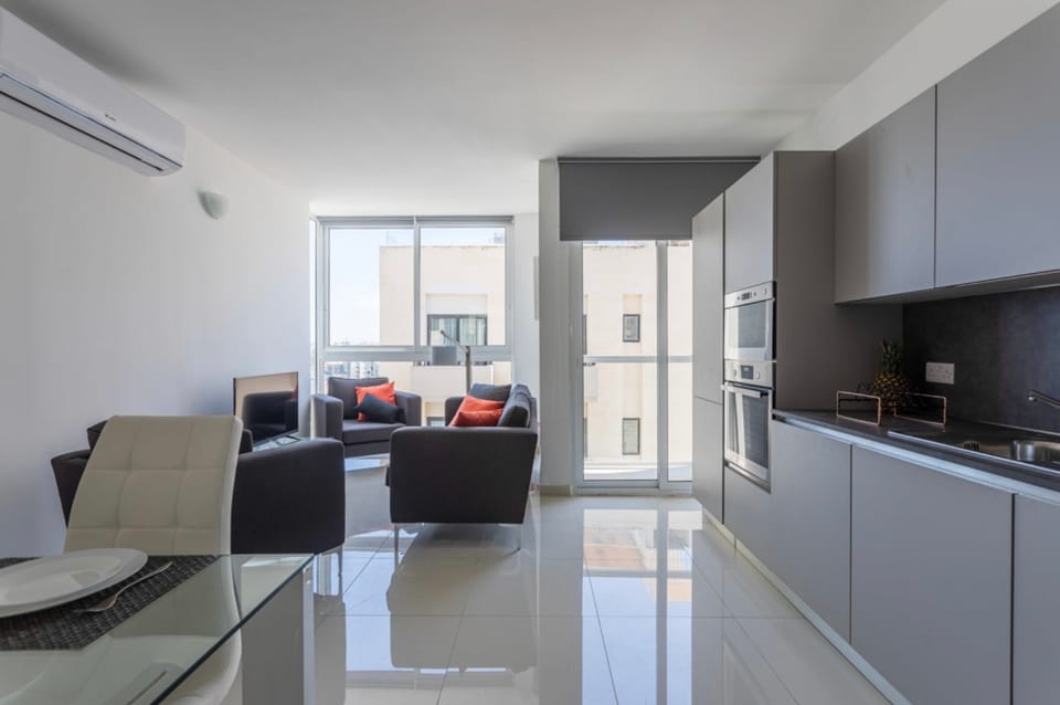The open-plan living, kitchen and dining area