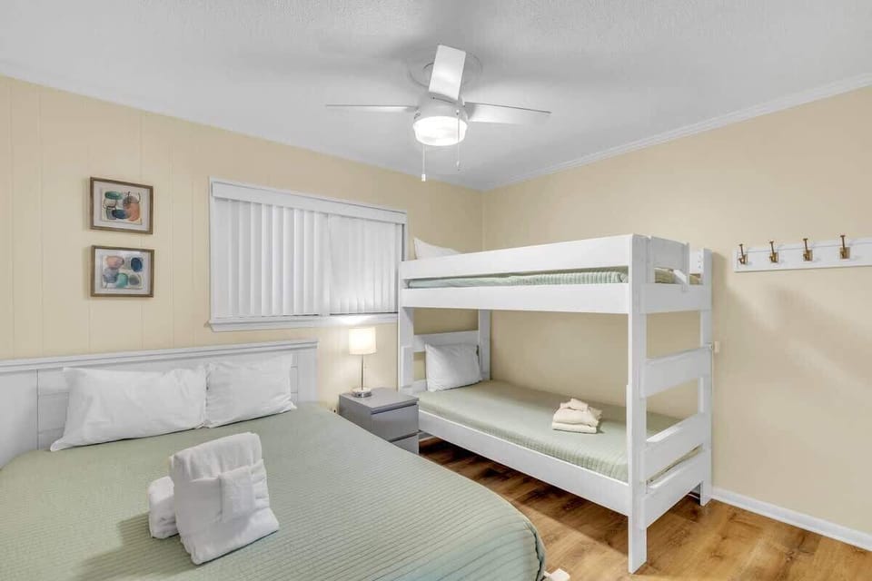 Guest Bedroom with Queen and Twin Bunk Beds