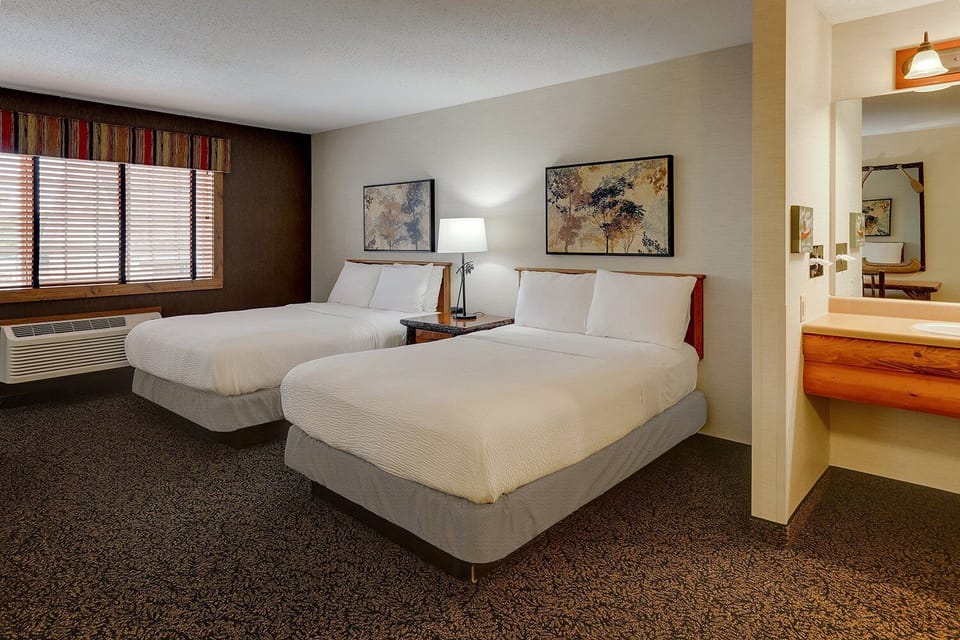 Refresh and recharge with handy vanity space steps from bed.