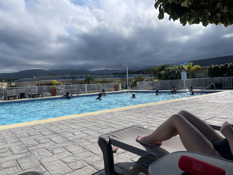 Relaxing by the private pool at Arcadia Sea Villa