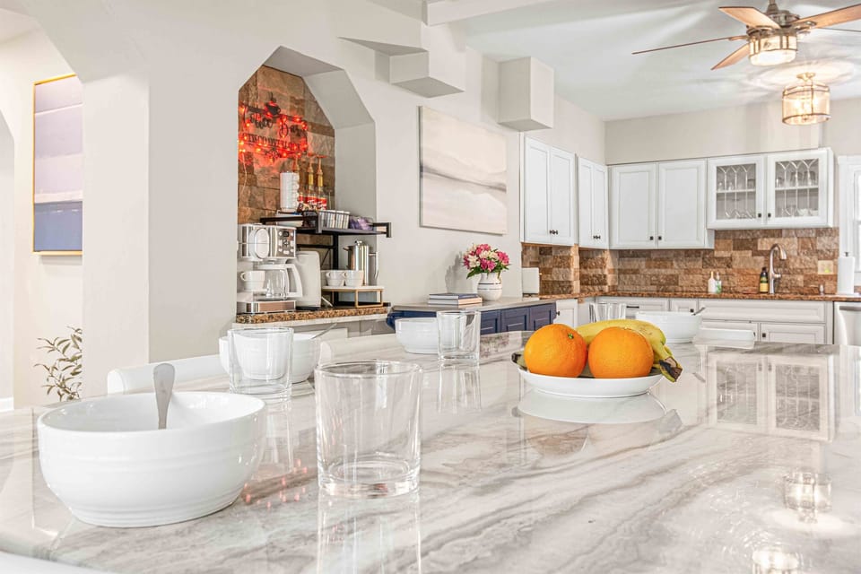 Cooks can be part of the conversation in this large open kitchen.