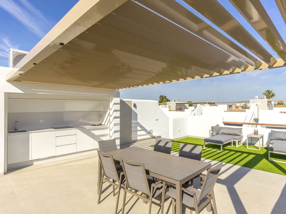 Sky, Building, Table, Window, Outdoor Furniture, Urban Design, Wood, Shade, Condominium, House