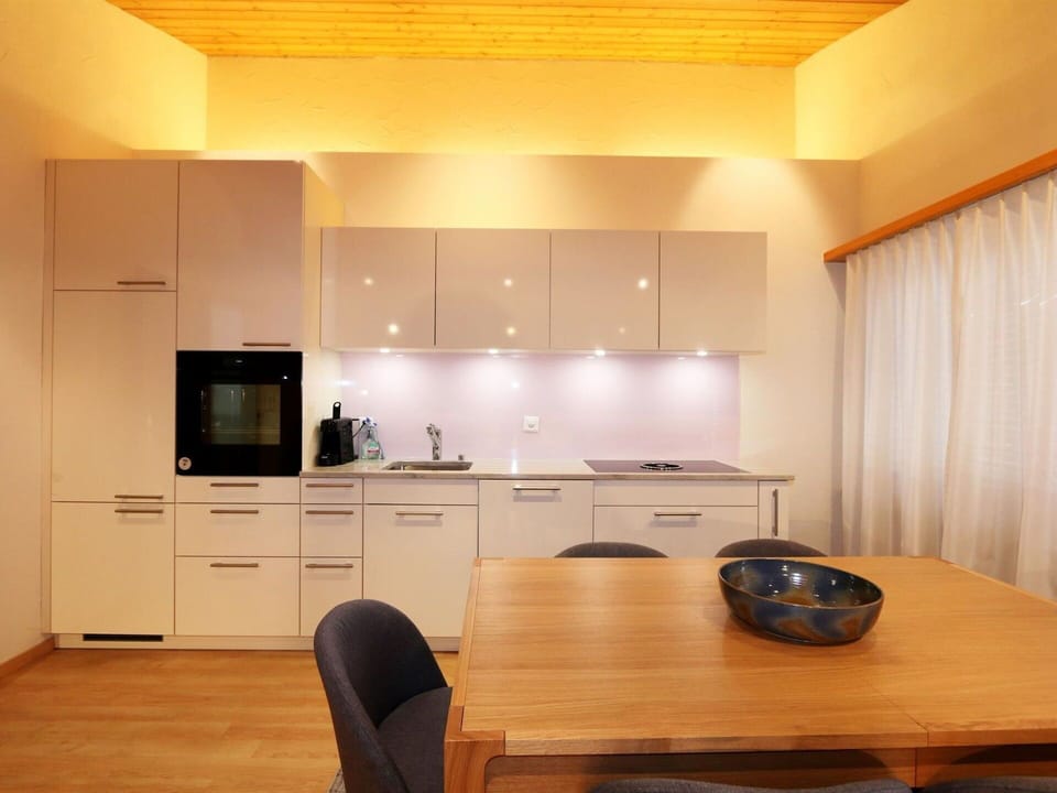 Cabinetry, Countertop, Furniture, Building, Table, Wood, Flooring, Kitchen, Floor, Home Appliance