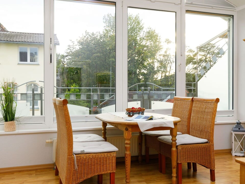 Furniture, Table, Plant, Window, Chair, Sky, Wood, Shade, Building, Interior Design