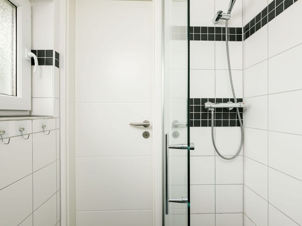 Door, Plumbing Fixture, Bathroom, Floor, Line, Wall, Shower Door