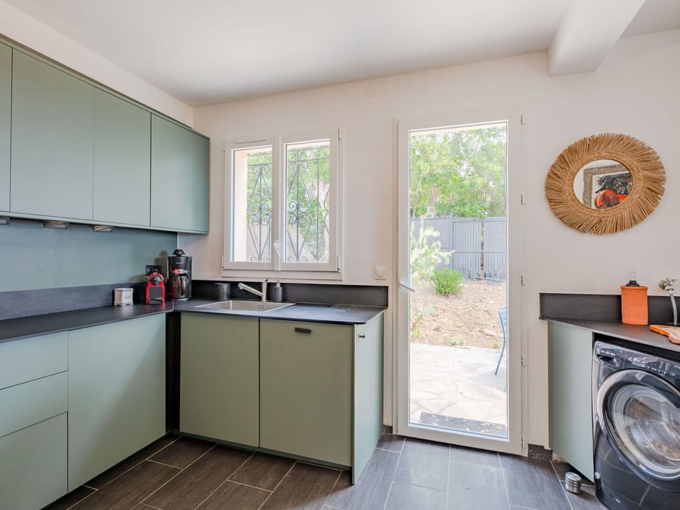 Laundry Room, Kitchen Sink, Cabinetry, Building, Sink, Clothes Dryer, Window, Washing Machine, Countertop, Kitchen Appliance