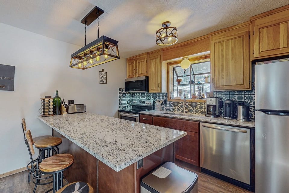 Updated kitchen with stainless steel appliances