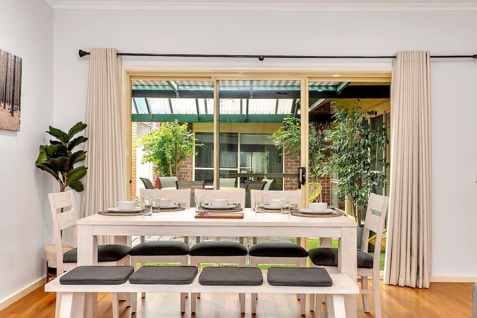 Dine with the refreshing outdoor breeze as the patio doors open up from the dining area.