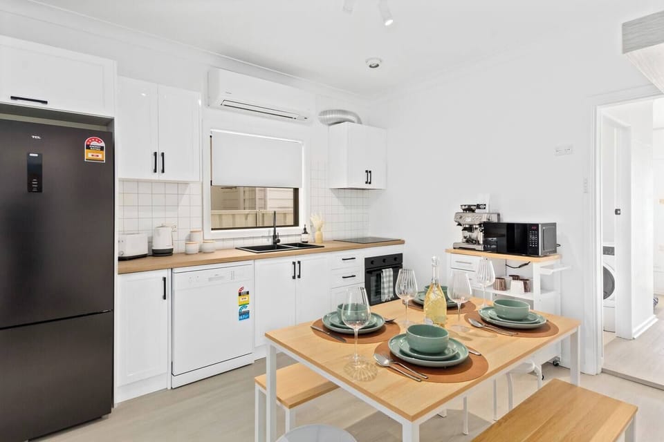 The kitchen comes well equipped for your holiday catering with a full-size fridge, oven, stove and dishwasher.
