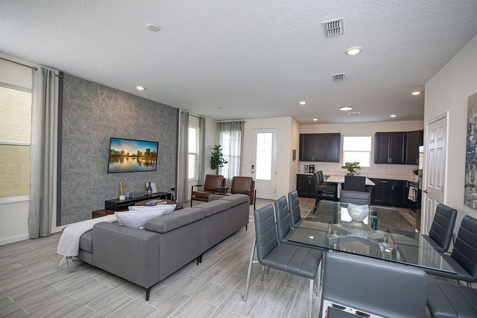 Living Room, Dining and Kitchen