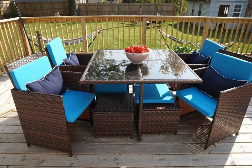 Grill your favorite meals on the blackstone griddle (propane included. Gather outside on the deck for meals or games.
