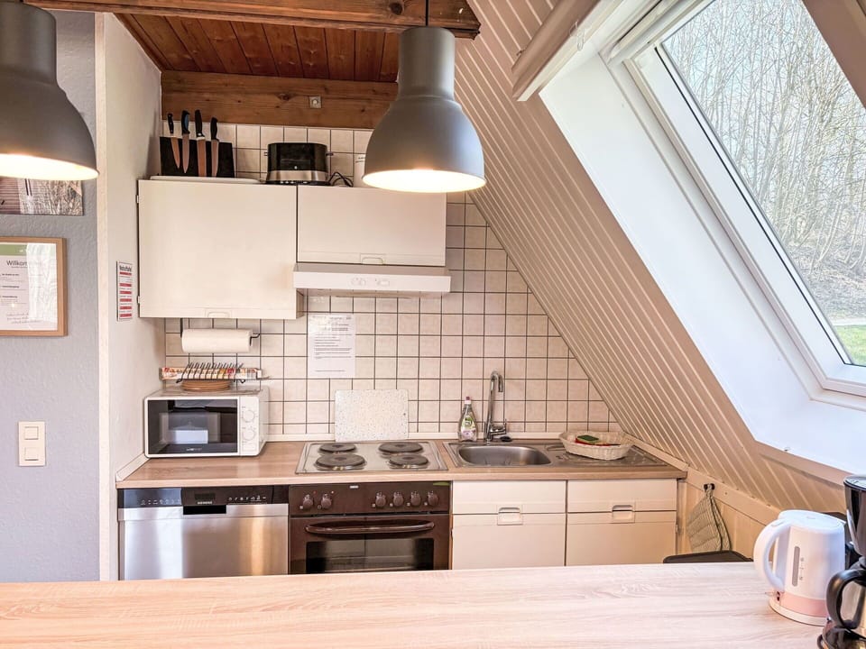 Kitchen, Wood, Kitchen Appliance, Furniture, Interior Design, Major Appliance, Countertop, Kitchen Stove, Flooring, Ceiling