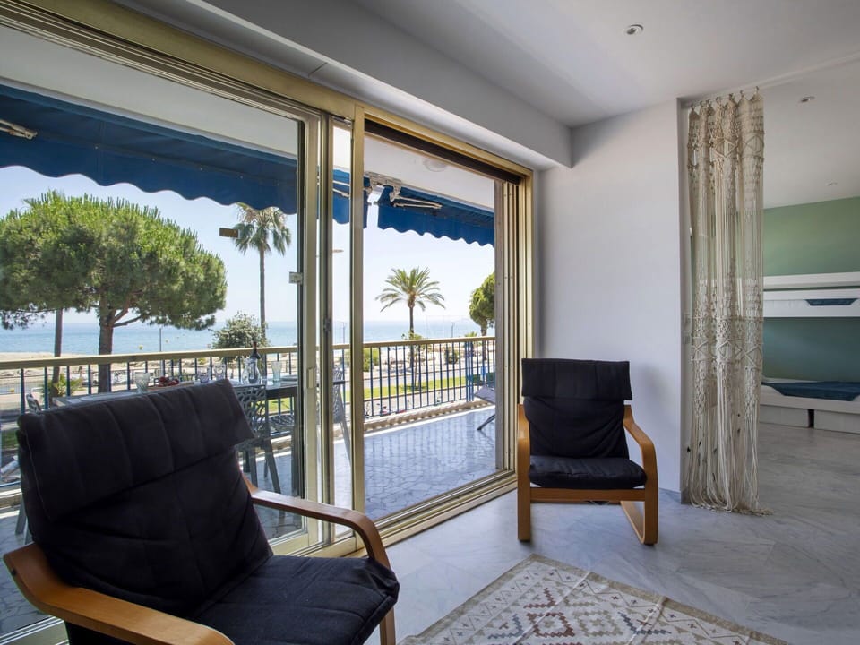 Furniture, Apartment, Balcony, Shade, Chair, Sea, Glass, Fence, Hardwood, Handrail