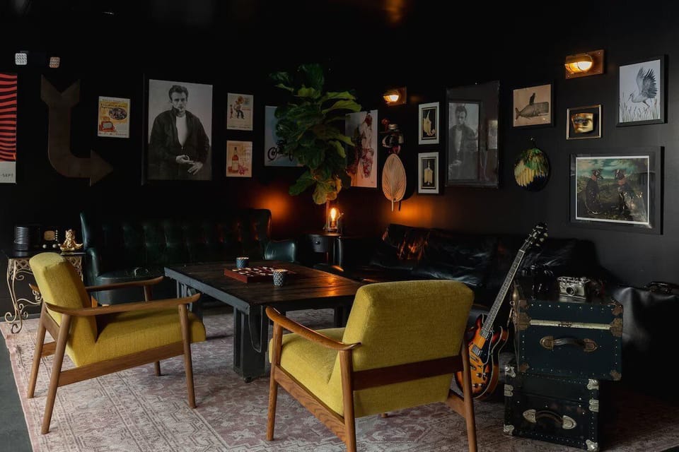 Sink into plush seating for late-night games and laughs.