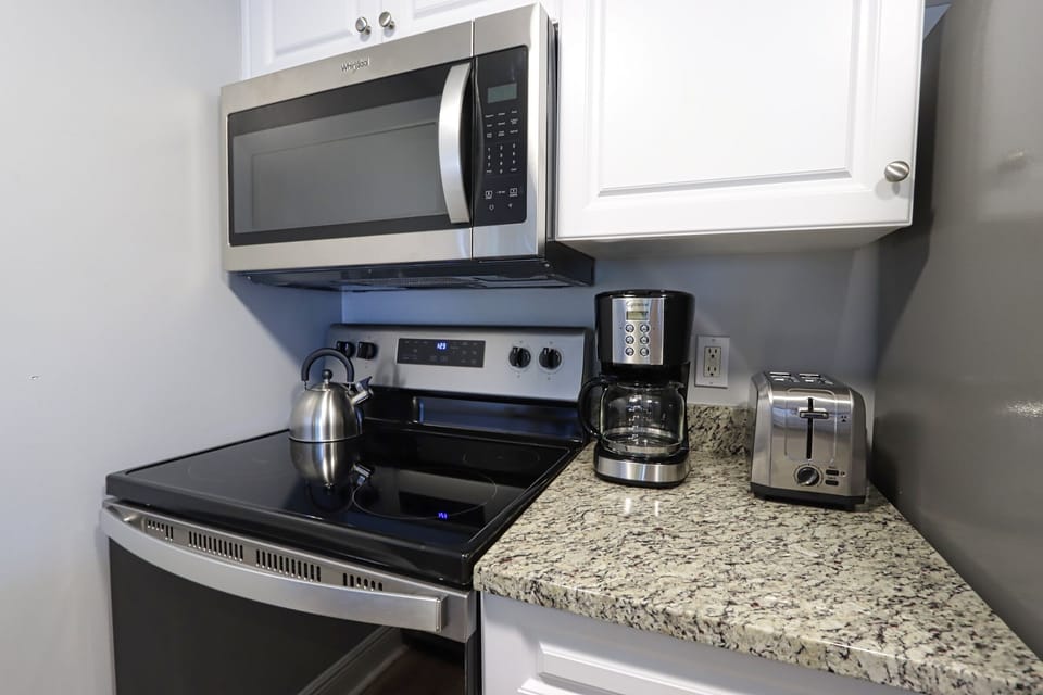 Kitchen with stainless steel appliances
