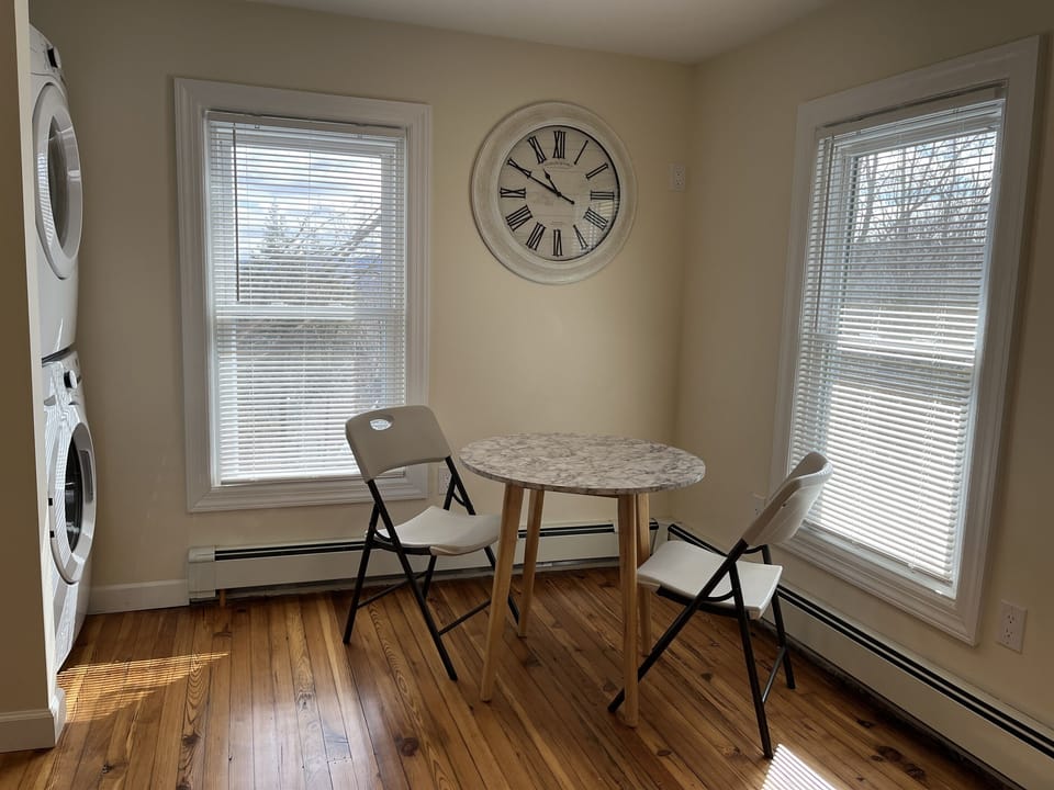 Bright dining area (4 new chairs to come)