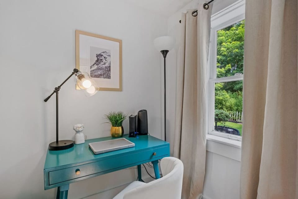 Bright, quiet workspace—perfect for remote work or planning your day