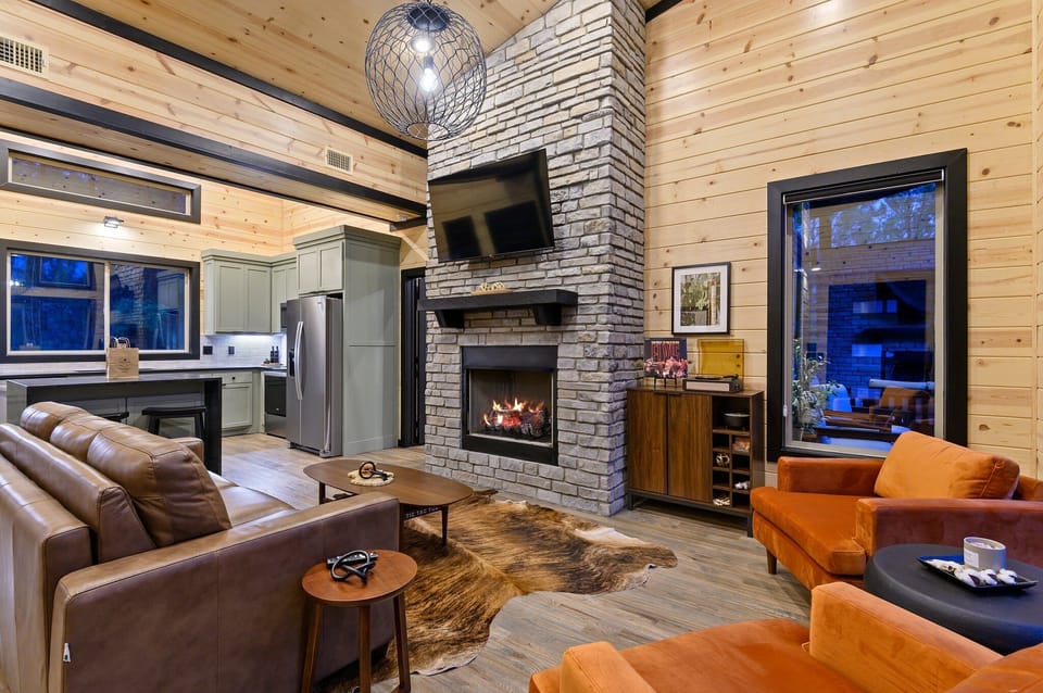 Upon entering the cabin you are greeted by an open floor plan!