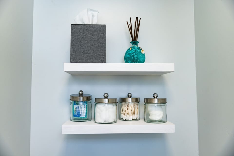 Bathrooms stocked with amenities