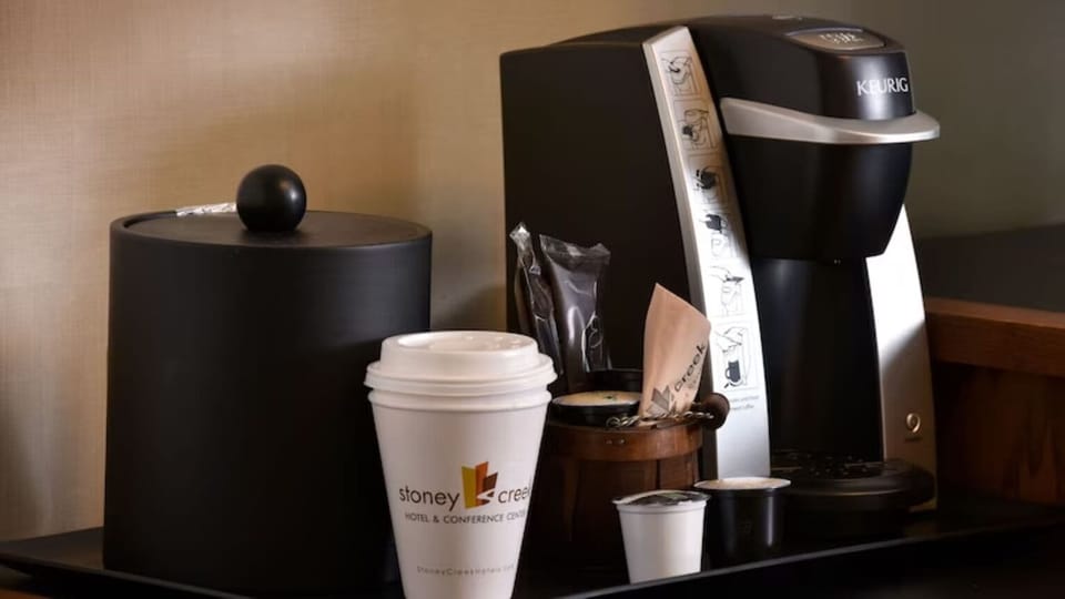 Brew a fresh cup anytime with in-room Keurig convenience.