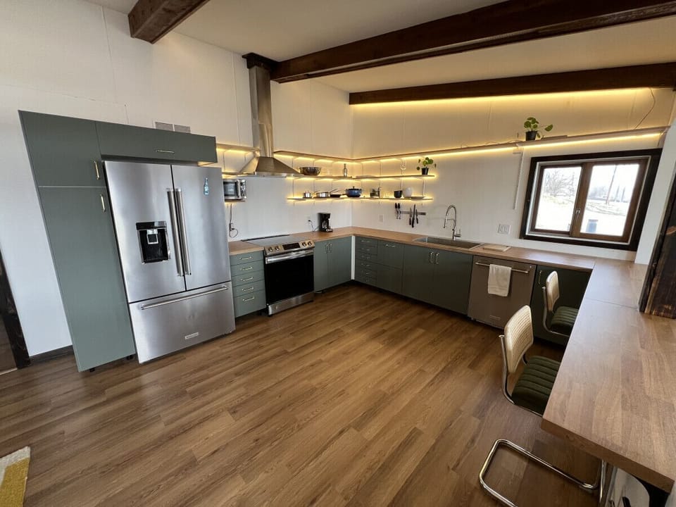 The kitchen is massive, with everything you need