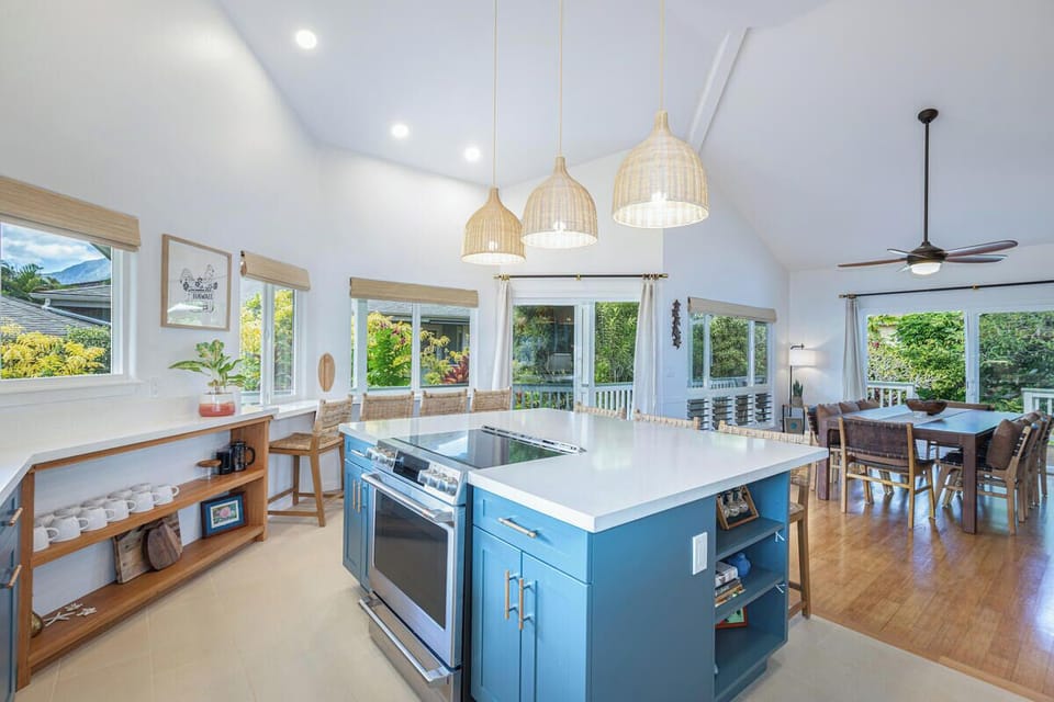 Cook and connect in the bright kitchen, designed so you can prepare meals while staying part of the group.