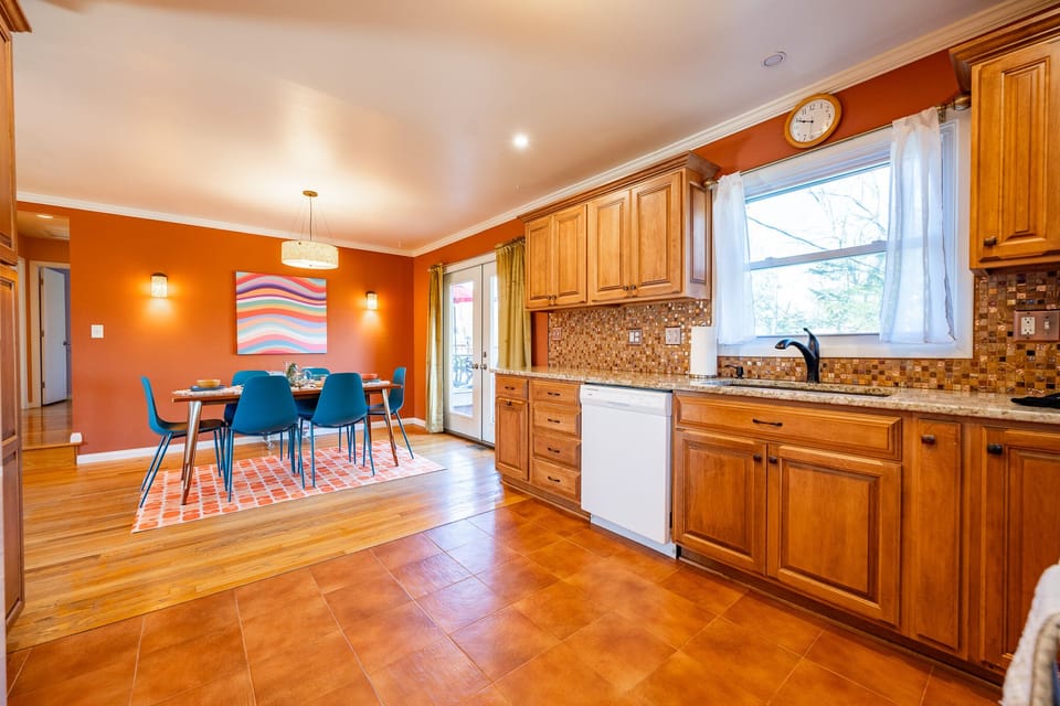 Open concept area featuring dining area and kitchen